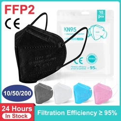 10-100 sztuk CE FFP2 Mascarillas KN95 maska 5 warstw filtr maski na usta dorosłych Respirator maska ochronna na twarz FFP3MASK FFP2