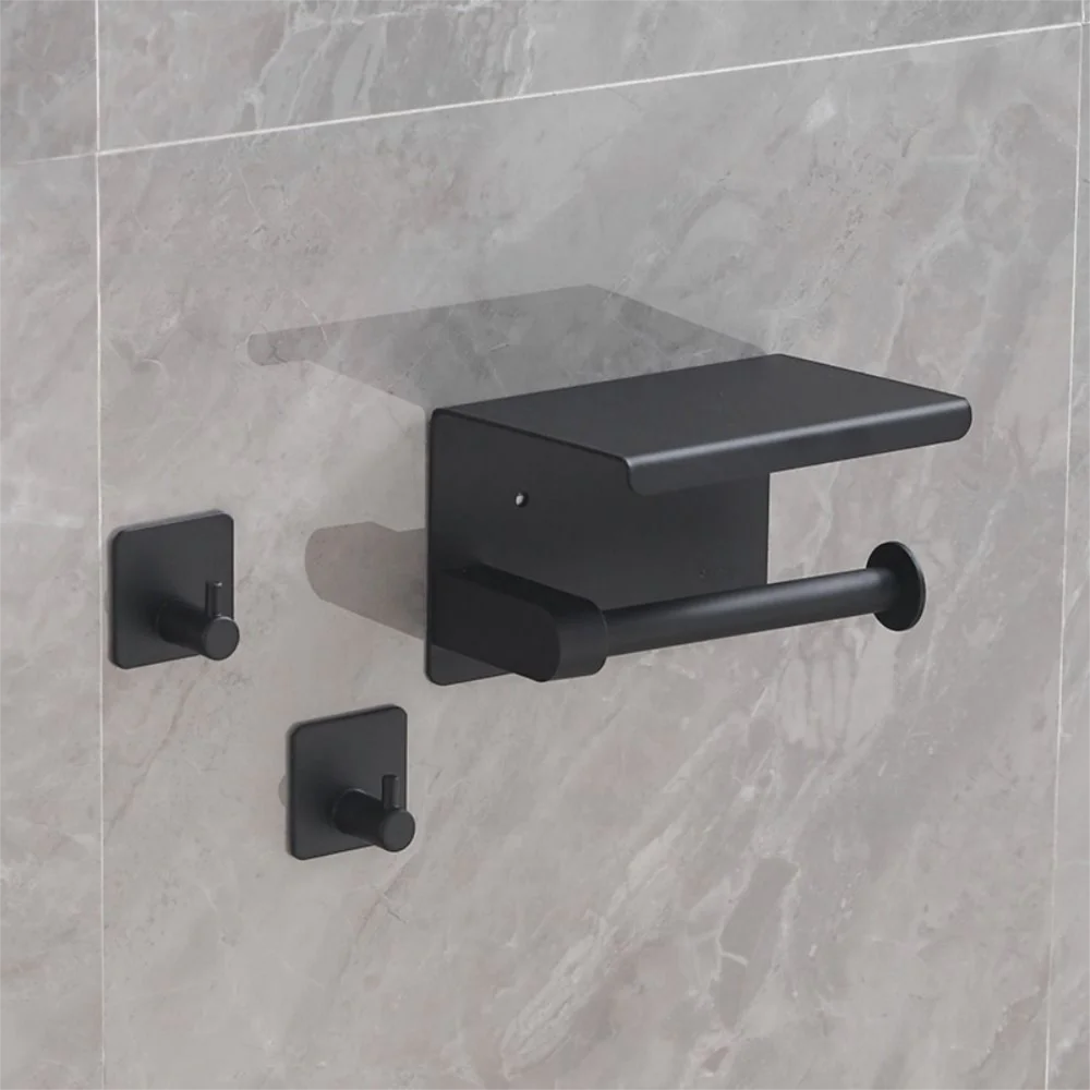 

Wall Mounted Toilet Roll Holder Stainless Steel with Storage Rack Toilet Paper Storage Rack Rust-proof with Screw