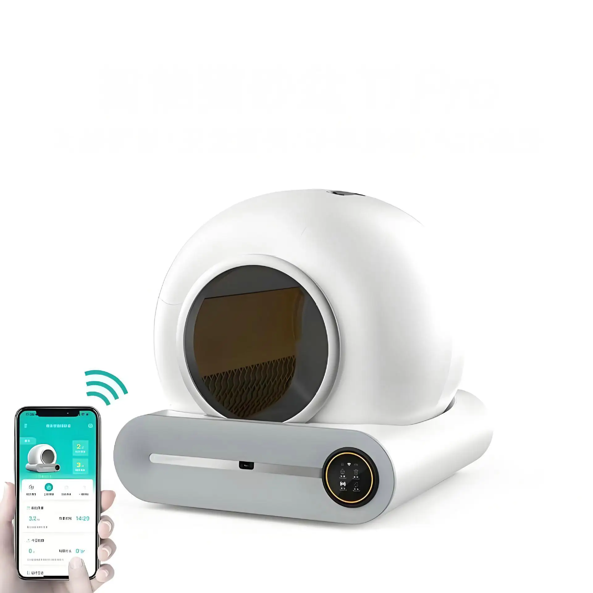 

Fully automatic intelligent cat litter box, ABS circular large capacity cat litter box, closed automatic deodorizing cat toilet