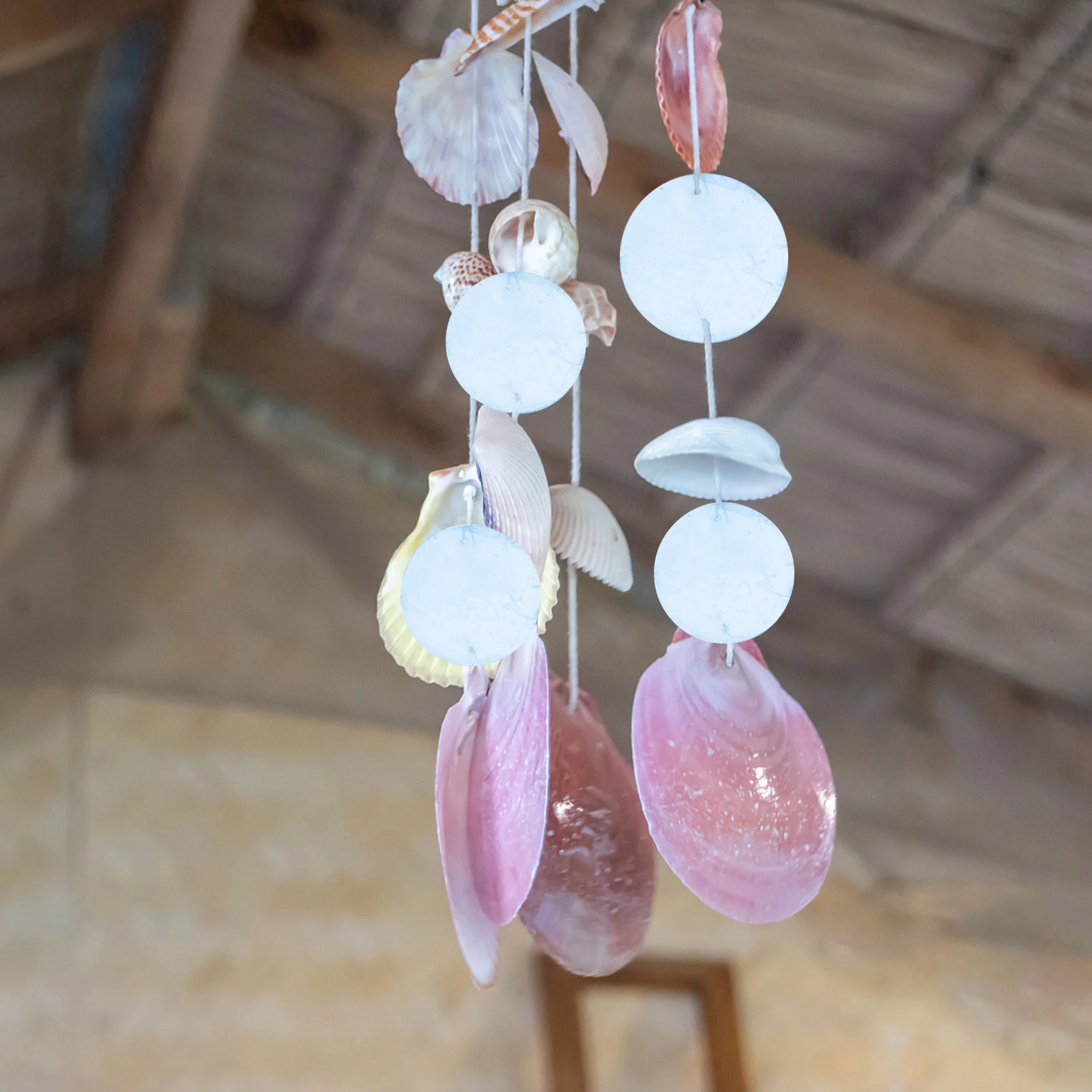 

100pcs Round Shell Slices 5cm Double Hole Mother Pearl Pieces for DIY Wind Chime Jewelry Accessories Beach Decor