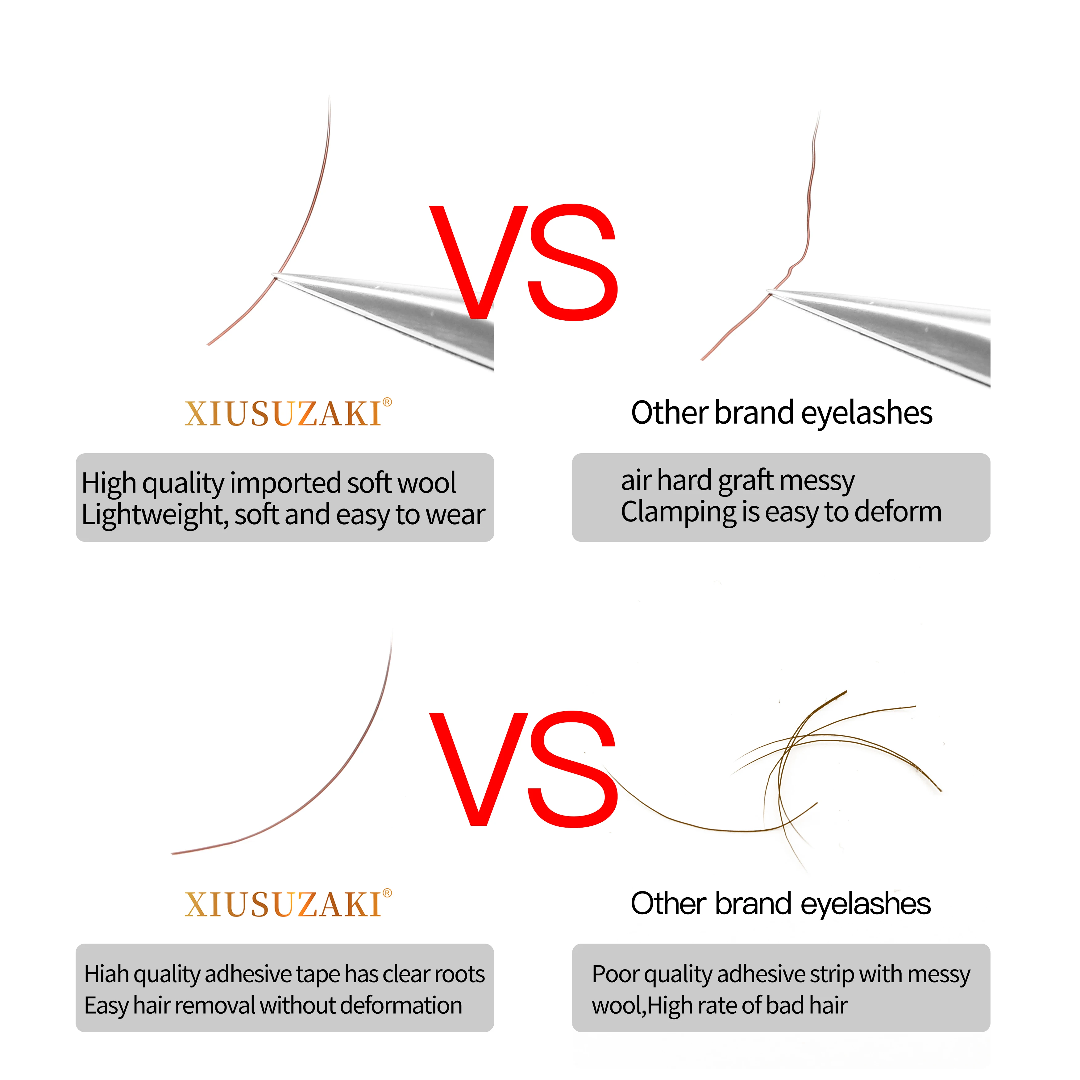 Mink Hair Flat Lash Extensions in Brown and Grey