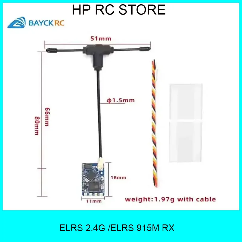 

BAYCK ELRS 915MHz / 2.4GHz NANO ExpressLRS Receiver with T type Antenna Support Wifi upgrade For FPV Drone RC Accessories
