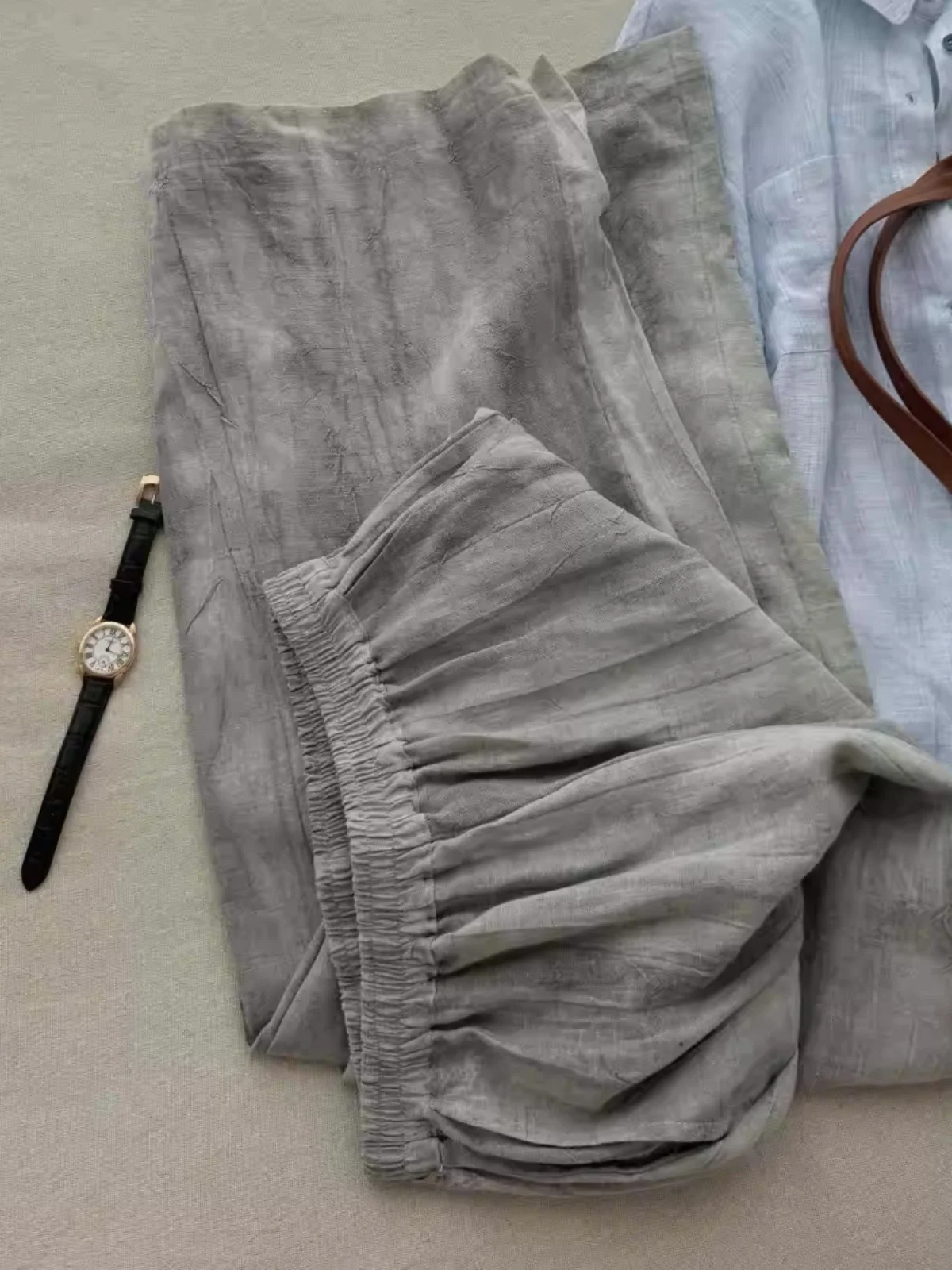

High Waist Wide Leg Pants Women's Summer 2026 New Sle Loose Slimming Straight Leg Linen Dyed Trousers Casual High Waist Lon...
