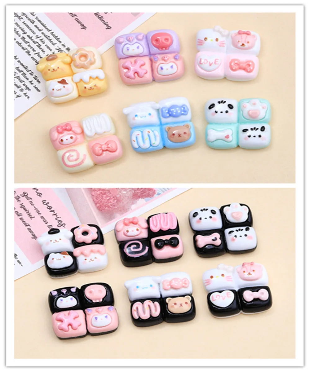 100pcs Kawaii Mini Sanrio Bread cartoon resin scrapbook DIY jewelry decorating accessories