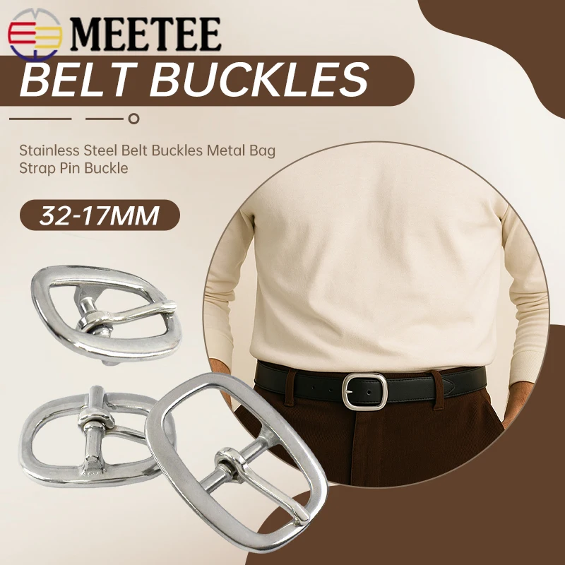 

2-5Pcs Stainless Steel Pin Buckle for Belts Bag Strap Pet Collar Leather Craft Fastener Oval Frame Center Bar Waistband Hardware