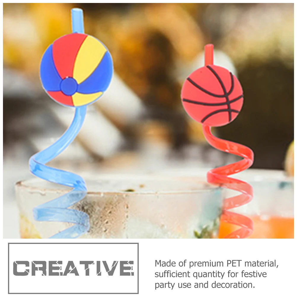 

24Pcs Soccer Themed Drinking Straws Sports Ball Party Supplies Birthday Party Cocktail Kids Straws Plastic Straw