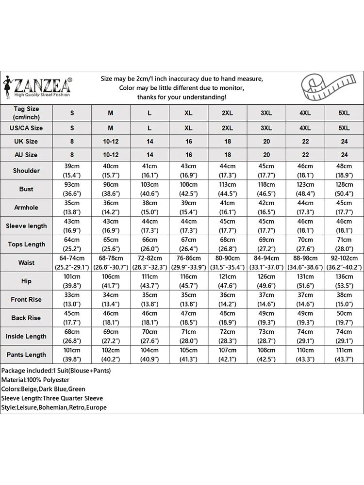 ZANZEA-Blazer à manches 3/4 et taille élastique pour femme, surintendant, ensembles élégants, dame de bureau, olympiques monochromes, ensembles de pantalons décontractés, automne 2024, 2 pièces