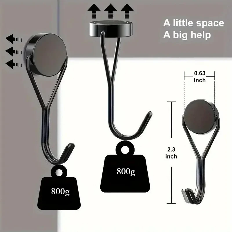 4Pcs kitchen Versatile Heavy-Duty Magnetic Hooks - 26Lbs Swivel Neodymium Magnets - Multipurpose Hanging Solutions for Home