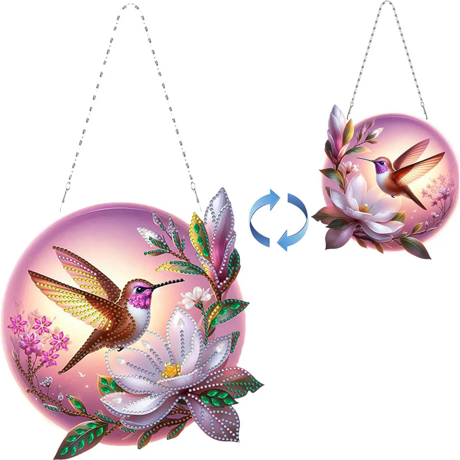 

2D Flat DIY Diamond Painting Set Hanging Diamond Art Kits Double-Sided Diamond Art Pendant Wall Decor for Home & Windows