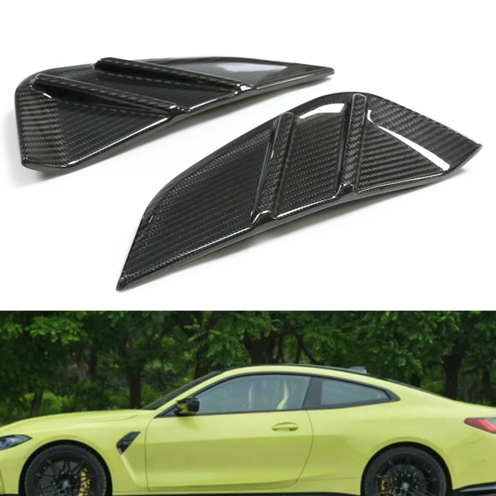 Side Fender Air Vent Trim For BMW 4 Series G82 G83 M4 2021-2022 Carbon Fiber Car Body Kit Duct Outlet Flow Splitter Canard Fin