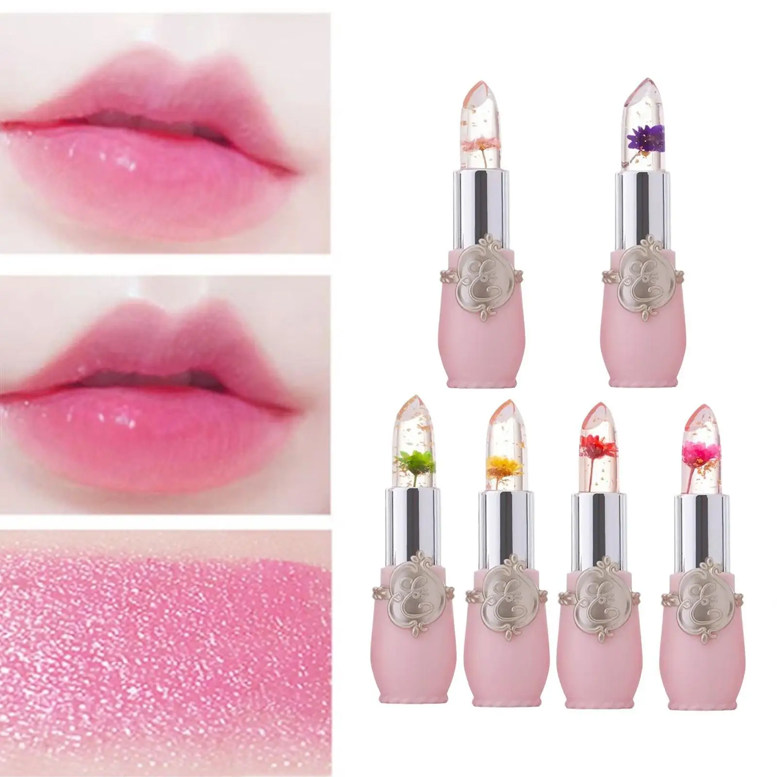 

6 Colors Flower Transparent Lipstick Lasting Moisturizer Crystal Jelly Lipsticks Temperature Color Changing Lip Balm Lips Care