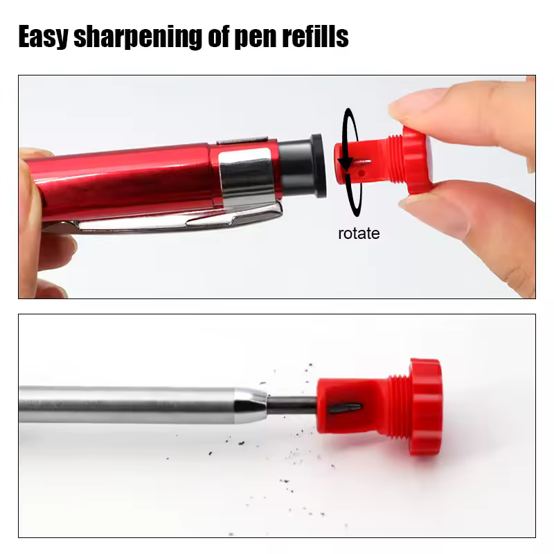 6Colors 2.8mm Metal Solid Carpenter Mechanical Pencil with Sharpener 2B Lead Core Deep Hole Construction Marking Scriber Tool - Image 5