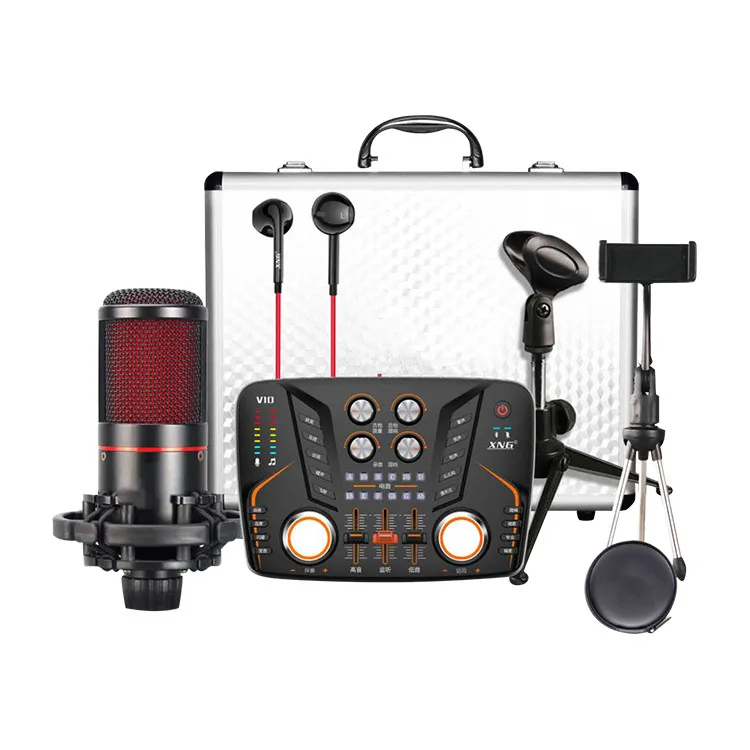 

2022 NEW Live Sound Card And Microphone Full Set For Home Studio Live Stream Singing
