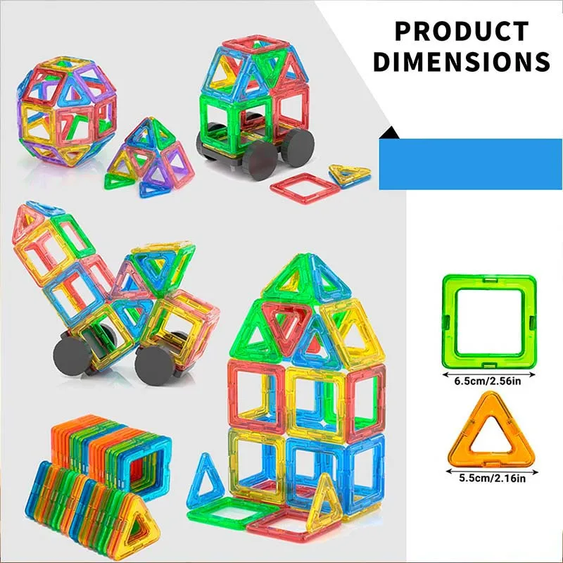 Große magnetische Bausteine – 3D-STEM-Pädagogisches Konstrukteurs-Set, Spielzeug zum Lernen und Geburtstagsgeschenke mit zufälliger Farbe