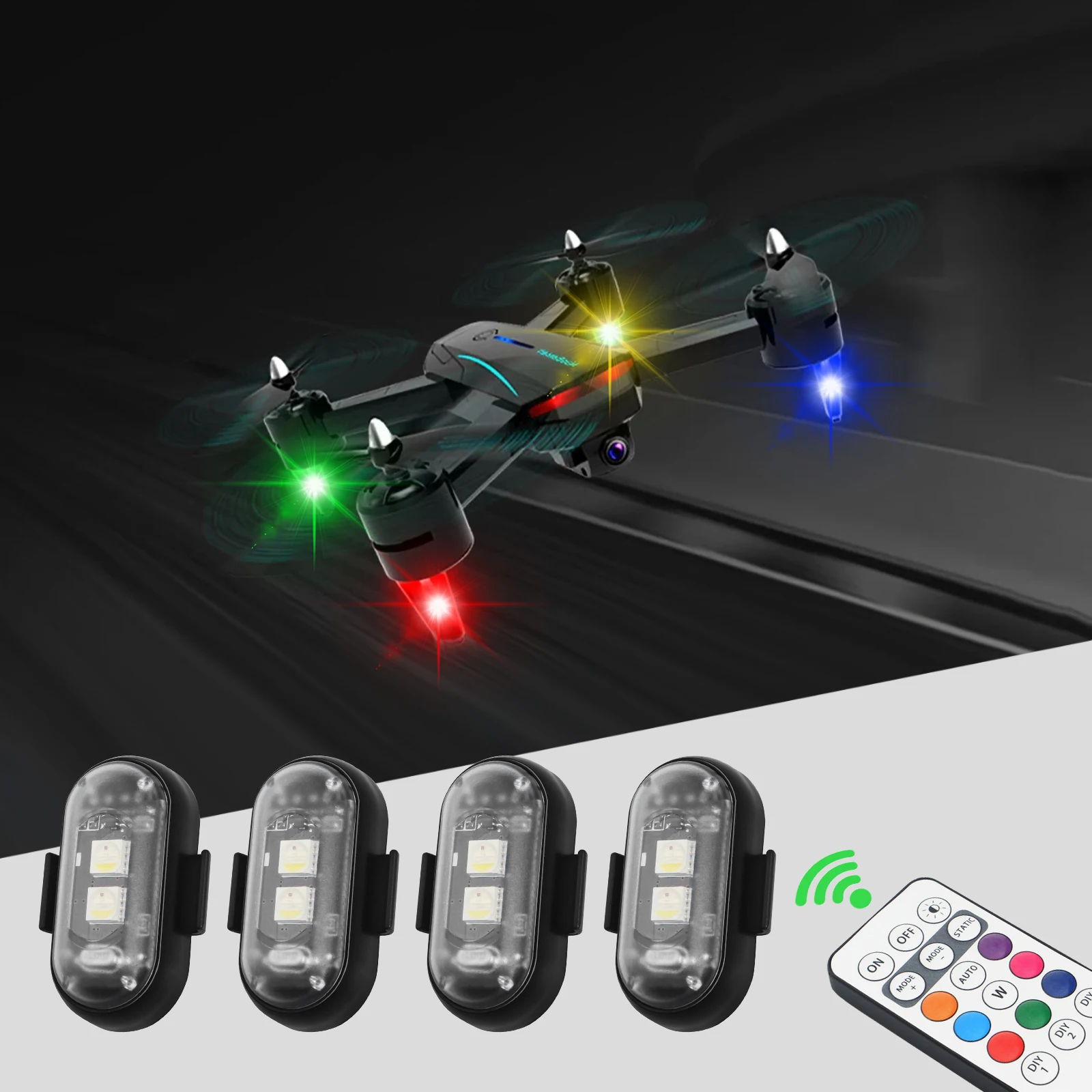 

8 Colors Led Aircraft Strobe Light Remote Wireless Motorcycle Flash Light Warning Lights for Aircraft Airplane Helicopter Bike
