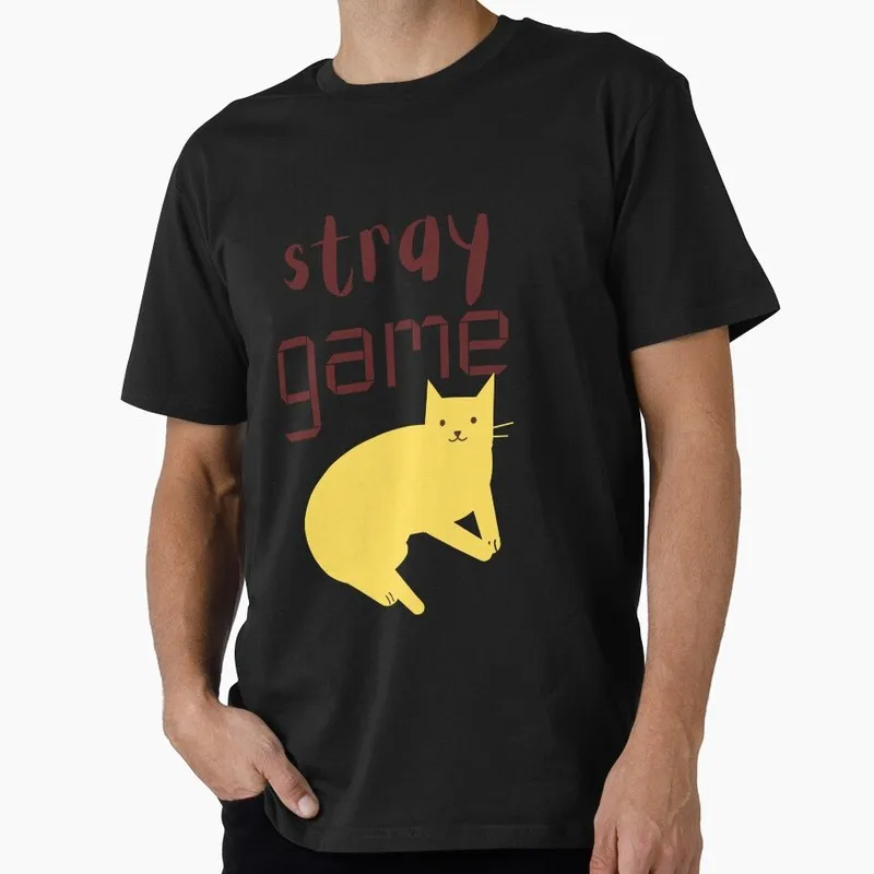 Stray Video Game Cat Graphic T‑Shirt O‑Neck Short Sleeve Unisex Tees Cyberpunk Stray Cat Print Casual Streetwear For Gamer Fans
