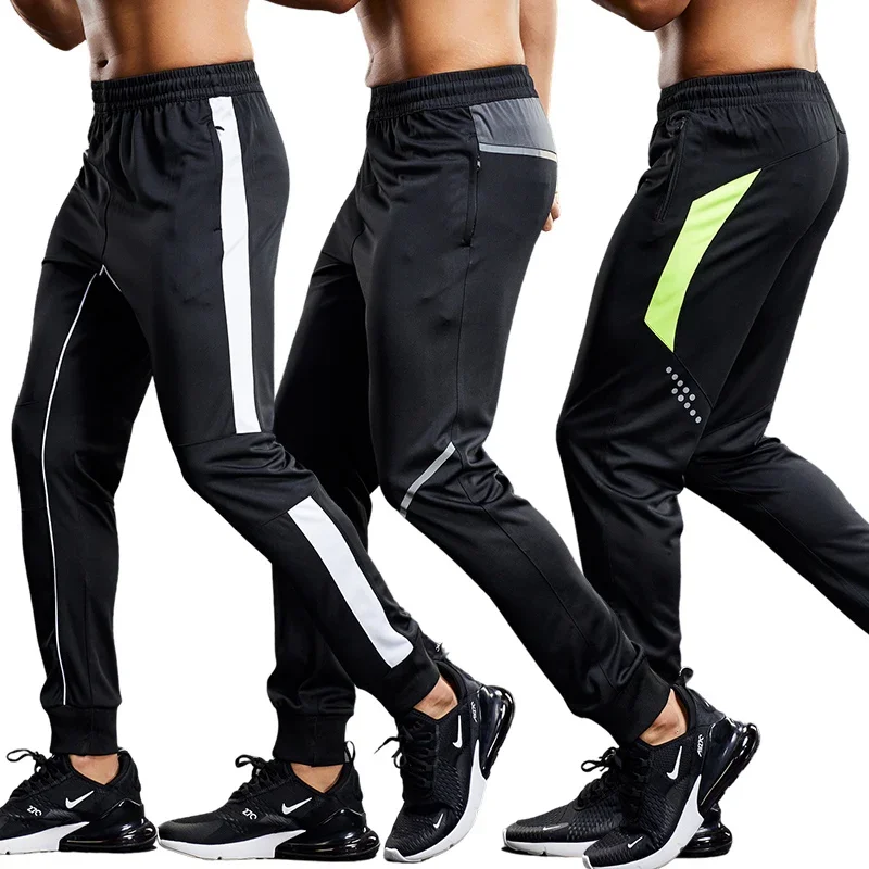 Men Fitness Running Sport Pants with Zipper Pockets Training Joggings Sweatpants Basketball Soccer Trousers Plus Size for Male