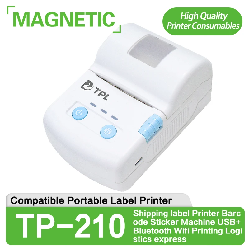 TP-210 Portable Label Printer Shipping label Printer Barcode Sticker Machine USB+Bluetooth Wifi Printing Logistics express