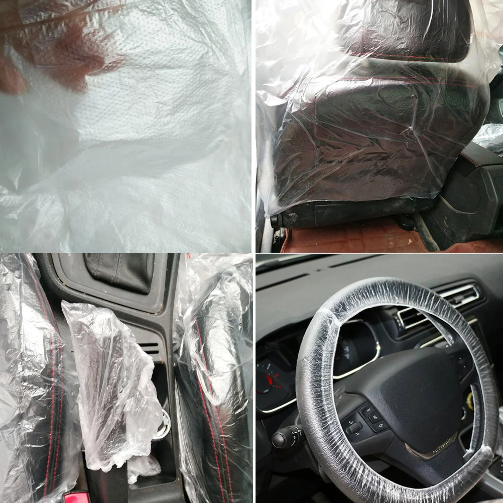 

1Set Waterproof PVC Car Seat Covers Protective Transparent Steering Wheel Gear Lever Cover Dirtproof Dustproof Suitable Most
