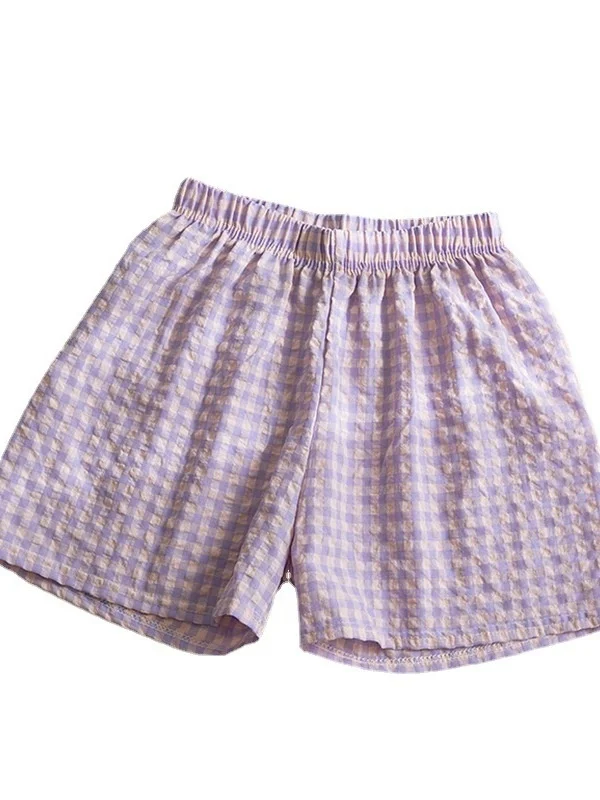 Summer New Women Cotton Gauze Shorts Elastic Waist Casual Lattice Women Home Pants Woman Shorts