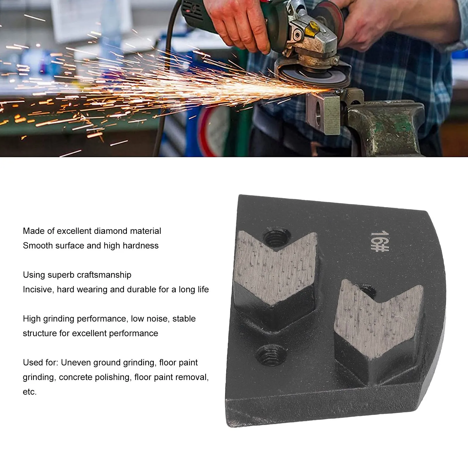 

3Pcs Floor Grinding Pad Grinding Shoe Black Trapezoid 2 Arrow Teeth Concrete Floor Polishing Pad 16 Grit