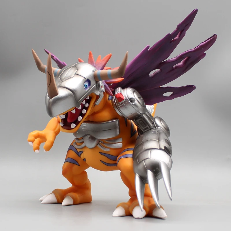 Digimon Adventure-figura DE ACCIÓN DE Greymon para niños, 19cm de Metal de juguete, decoración de habitación Yagami Taichi, regalo de cumpleaños