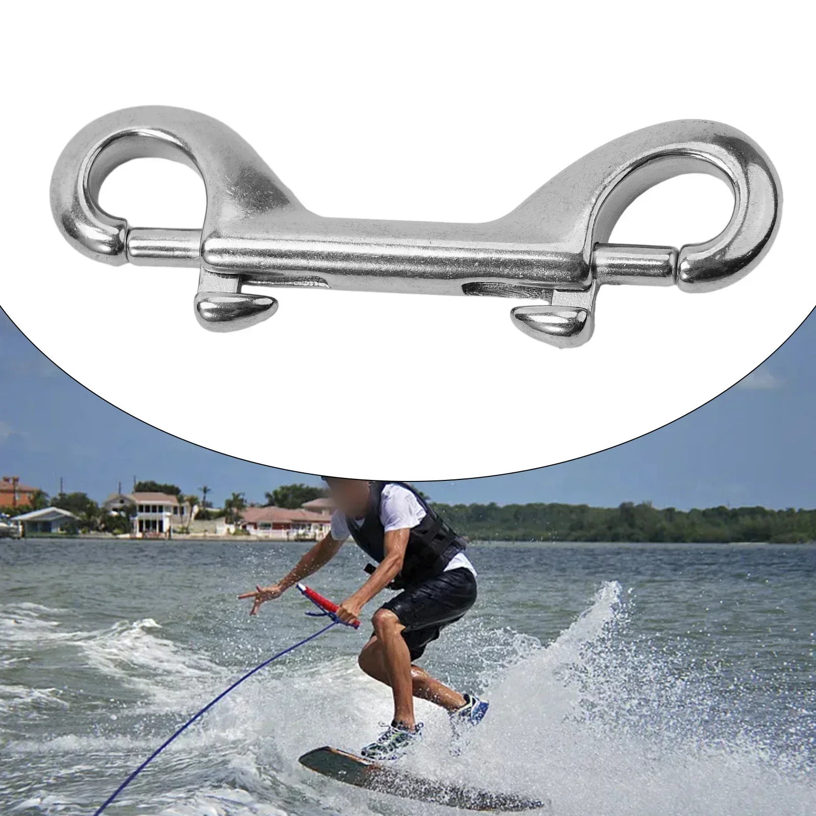 Scuba Diving Stainless Steel Quick Carabiner Swivel Eye Bolt 90-115mm Double Ended Snap Bolt Hook Clip