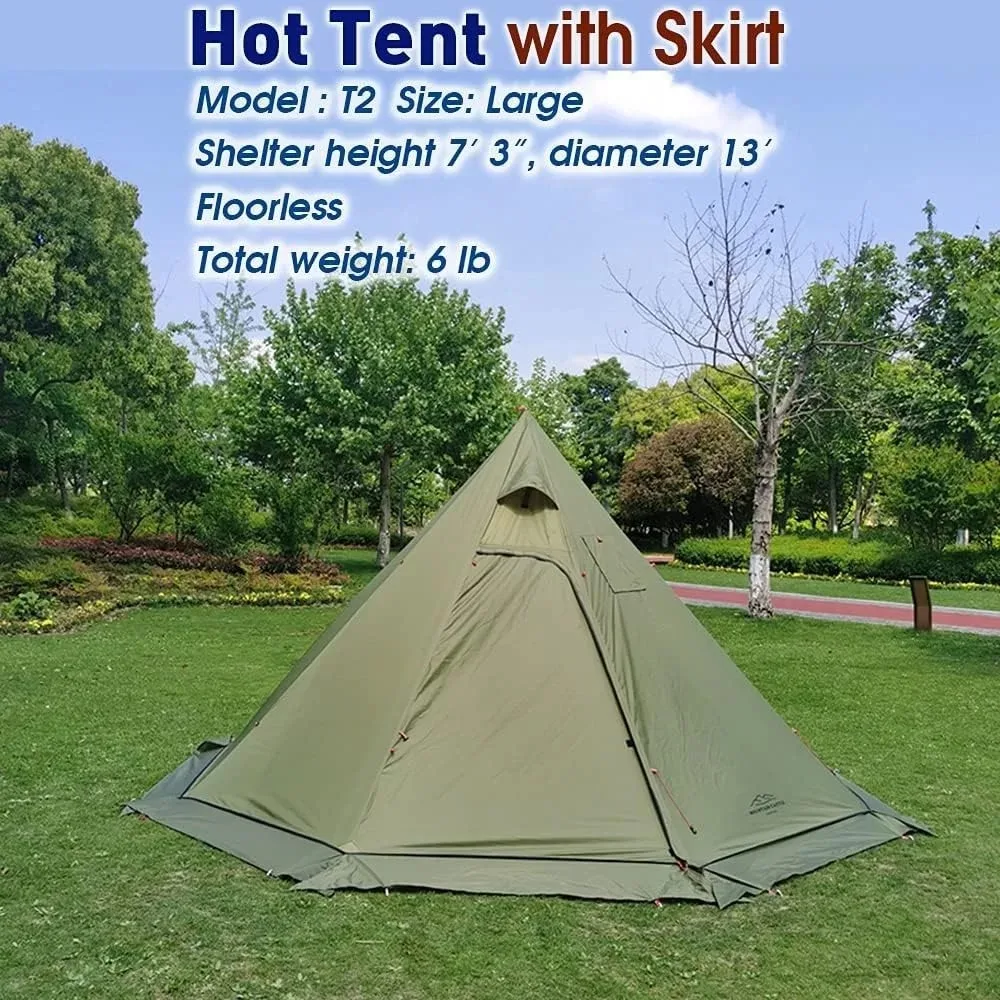 4 Persons 5lb Lightweight Tipi Hot Tents with Stove Jack, 7'3