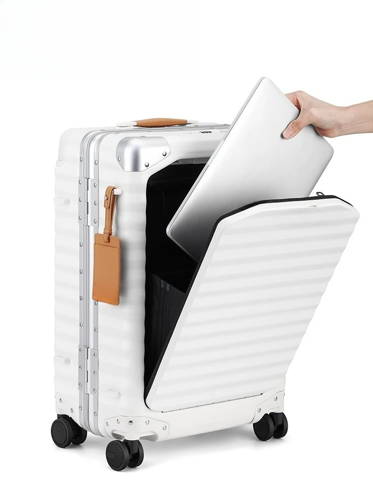 Front open suitcase Universal wheel wide trolley suitcase Multifunct ional trolley case Men's and women's boarding ca ses view 3