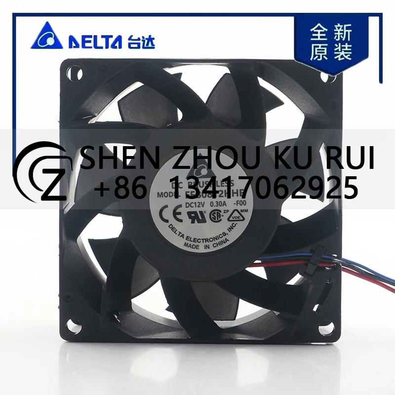 

Delta 5V 24V 48V DC 12V 0.30A AC EC 8038 80X80X38MM 8CM PWM Speed Regulation Silent Dual Ball Bearing FFB0812HHE-F00 Cooling Fan