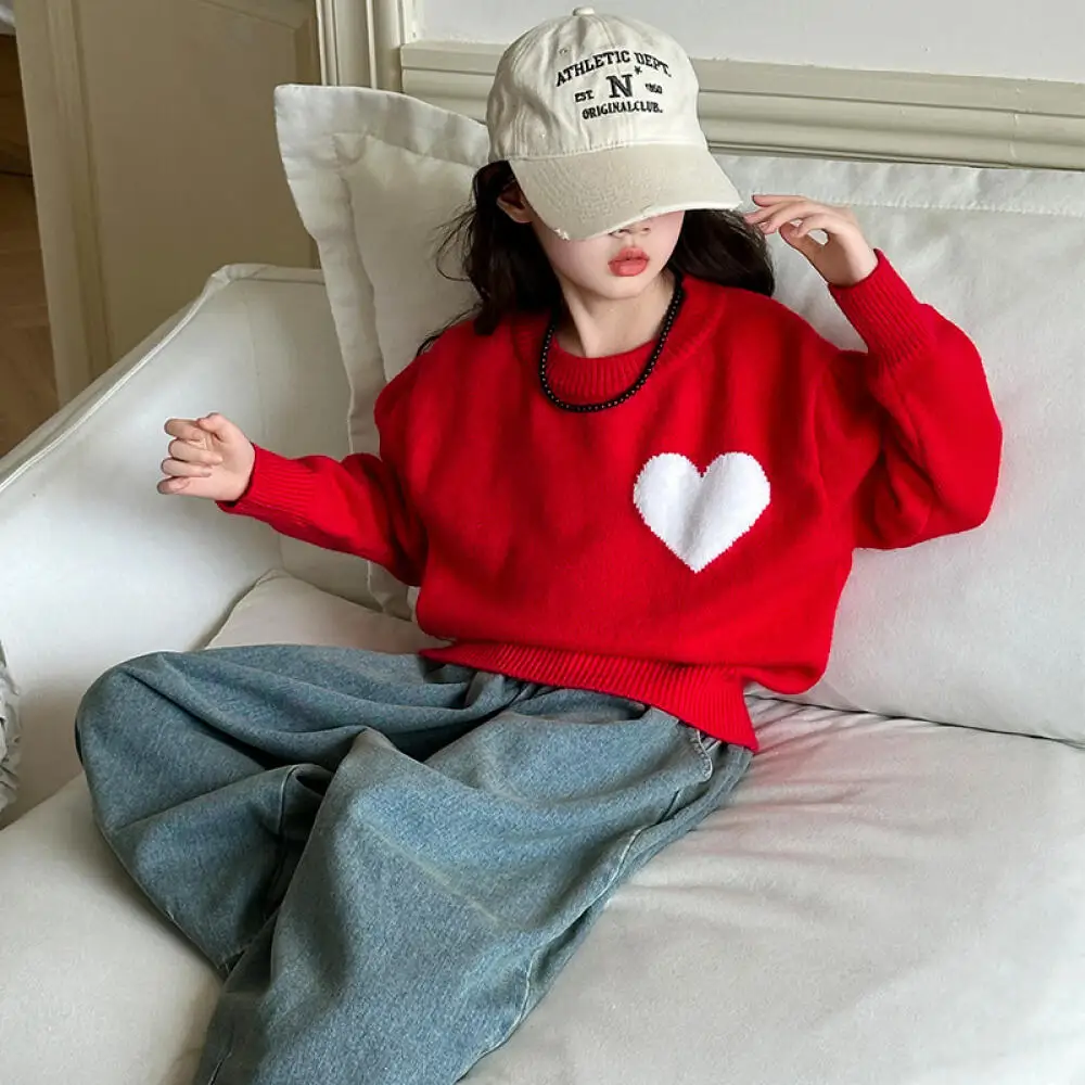 

Kawaii модный теплый свитер с круглым вырезом для девочек, студенческий осенне-зимний повседневный трикотаж, пуловер, топы, детская одежда