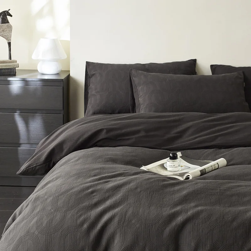 

Customizable Japanese cotton 60S air three-layer yarn jacquard four-piece set Class A pure cotton bed sheet quilt cover