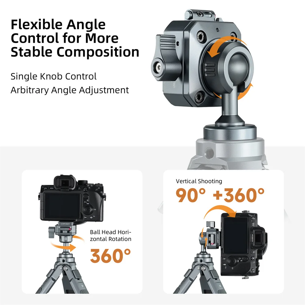 LEAPLIGHT Camera Inverted Gimbal Tripod Adapter Base w 1/4 & Arca 360 Rotating Aluminum Ballhead Quick Mount DSLR Accessories
