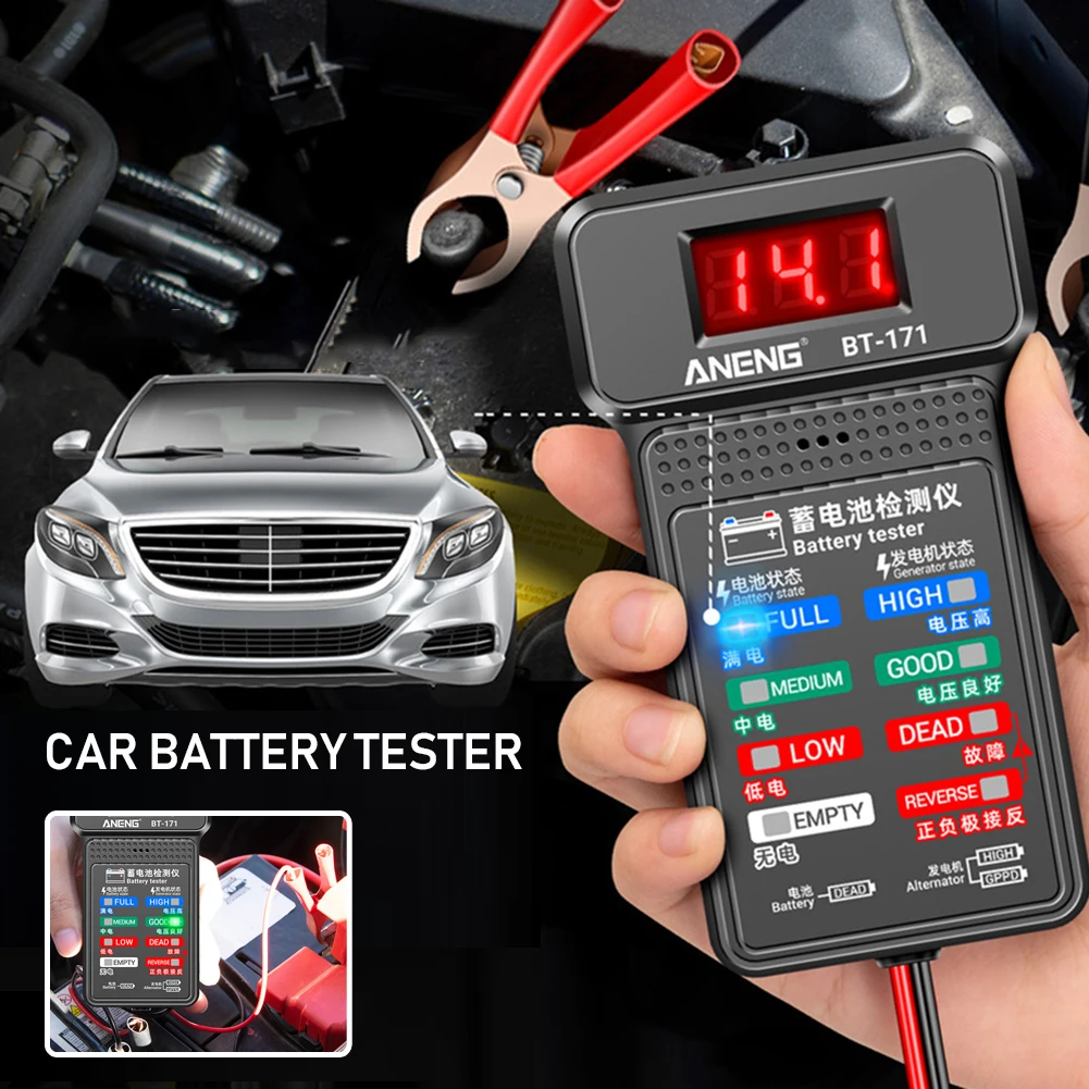 100-2000CCA Car Battery Tester 12V Battery Load Tester LCD Screen Battery Alternator Analyzer Automatic Starting Charging Syst