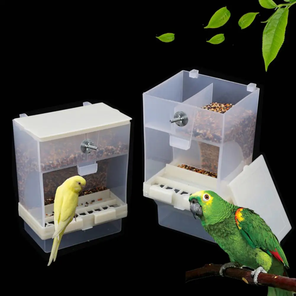 Pet Bird Feeder Plastic Bird Food Container Wear-resistant Anti-splash  Convenient Bird Automatic Hanging Feeder