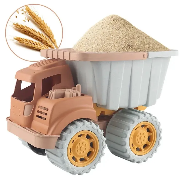 Set da gioco con sabbia per veicoli da costruzione ecologico in paglia di grano |   Strumenti per escavatore bulldozer |   Giocattoli da spiaggia estivi di alta qualità