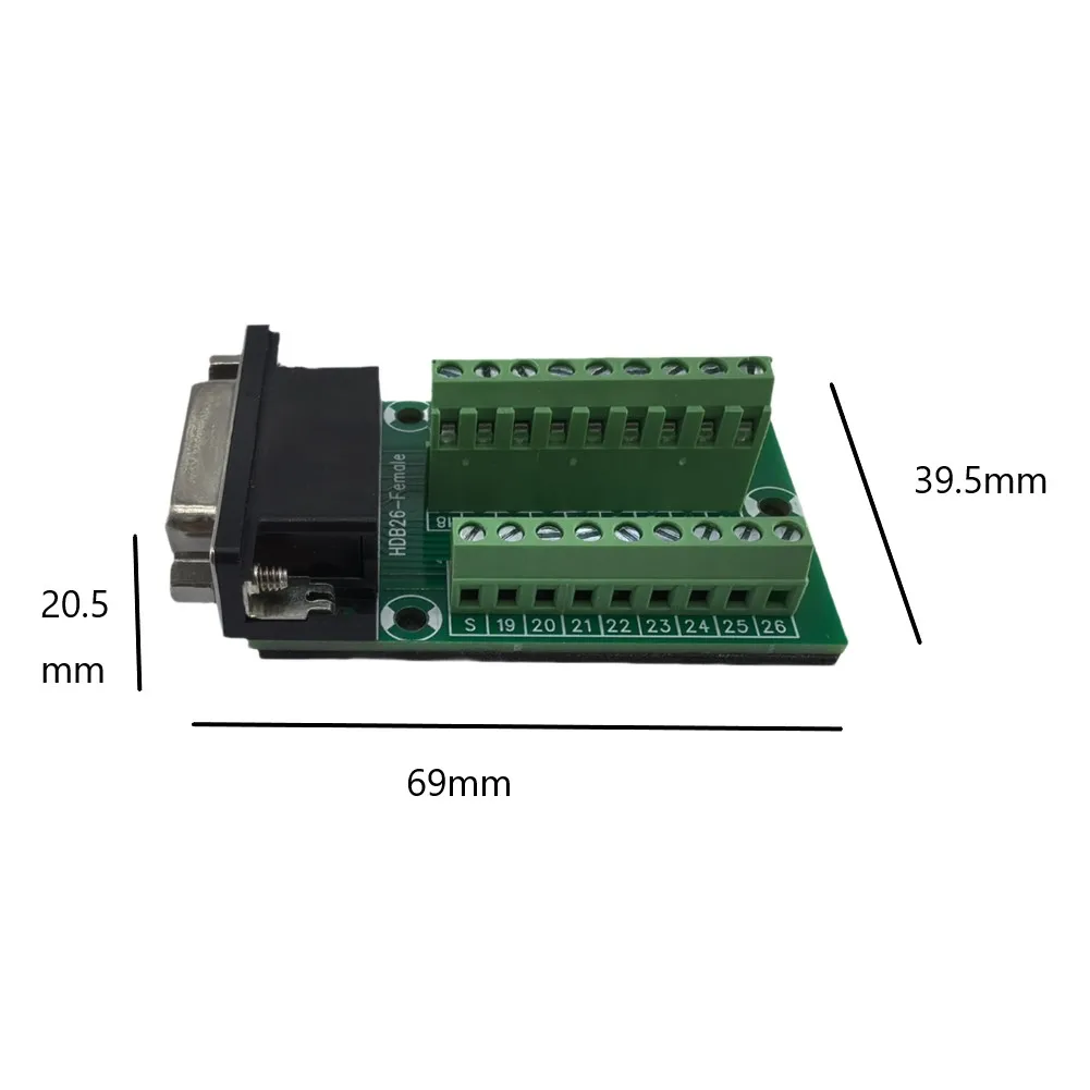 DB26-M2-01 Female Connector Terminal Block for Solderless Wiring with 3.81mm Pitch and 16-24 AWG Wire Compatibility