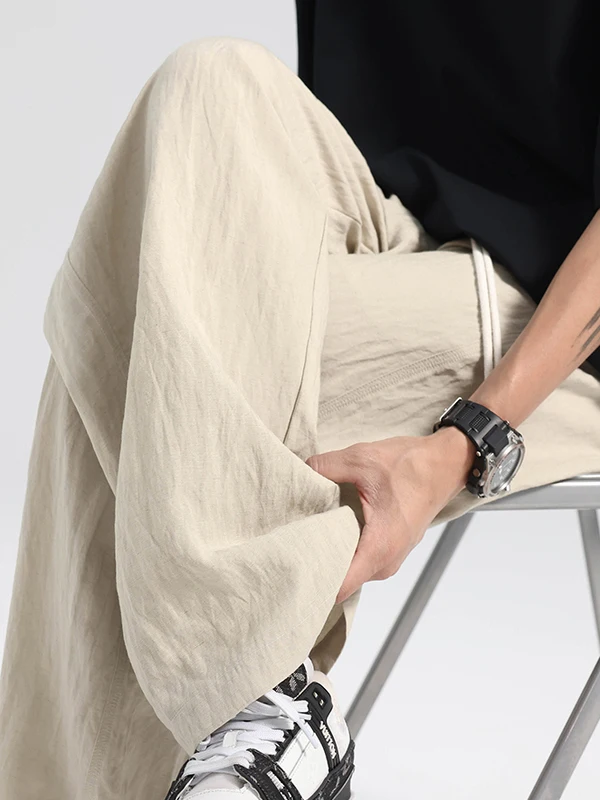 

Loose Linen Cotton Men's Summer Straight Leg Sports Casual Sweatpants New 2025 Youth Faion Breathable Comfortable Pants