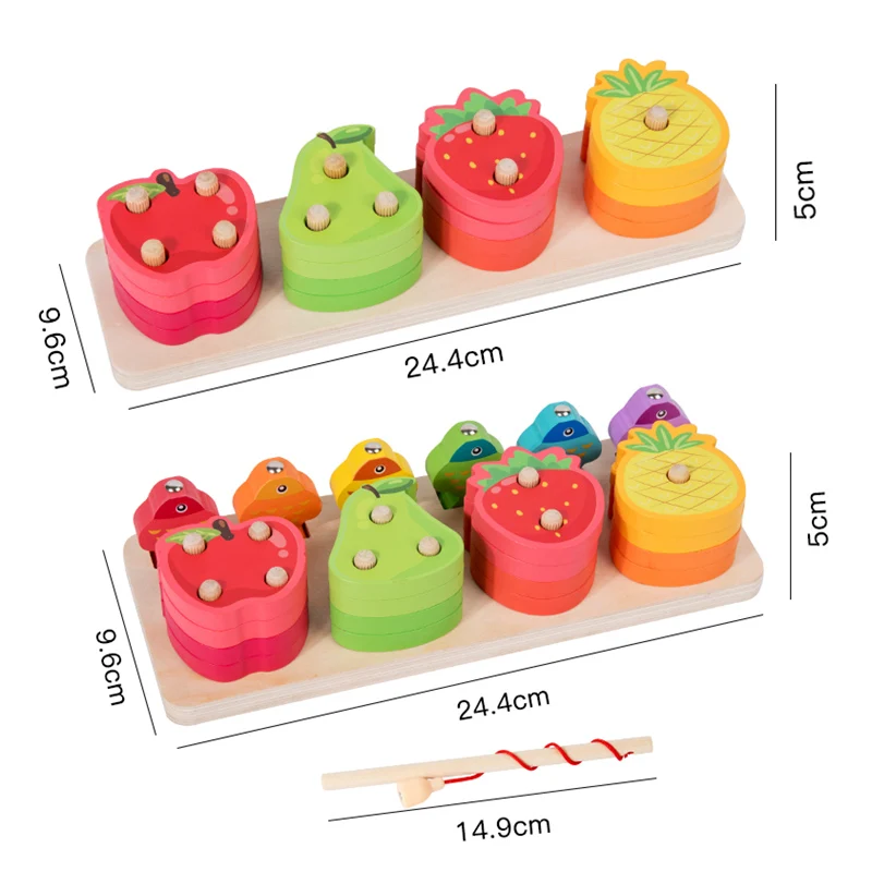 Montessori Holz Spielzeug Farbe Obst Form Passenden Puzzle Spiel Bunte Perlen Feinmotorik Training Pädagogisches Spielzeug Für Kinder