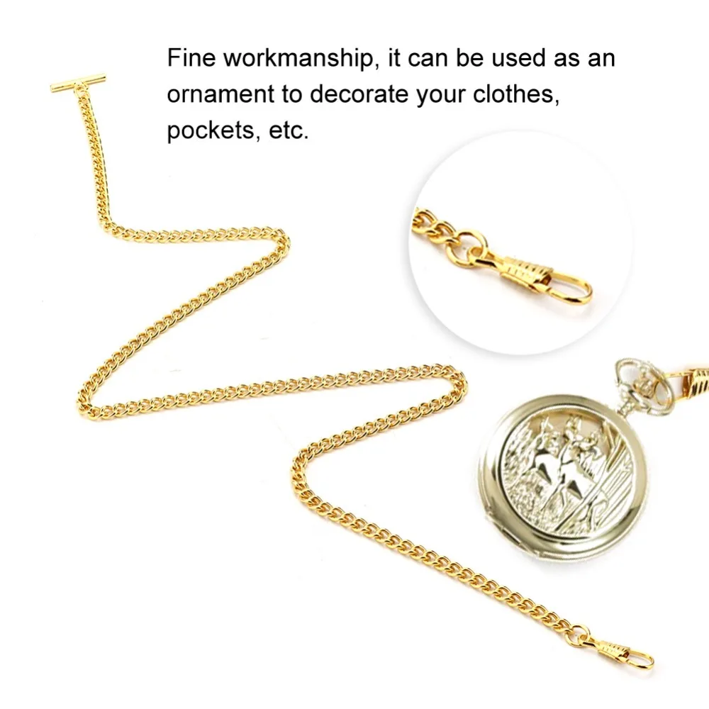 65cm Length Pocket Watch Chain Gold Plated Silver Plated Watch Chain T-Bar Design Metal Material T-Bar Chain Pendant Holder