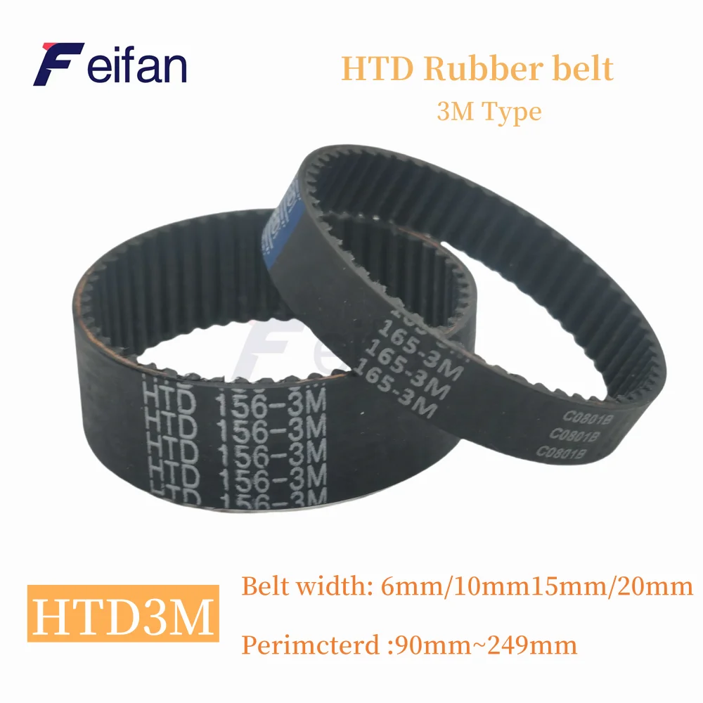 

HTD 3M Synchronous Belt Perimeter 90-249mm Belt width 6/10/15/20mm Rubber Toothed Belt Closed-loop Synchronous Belt Spacing 3mm,