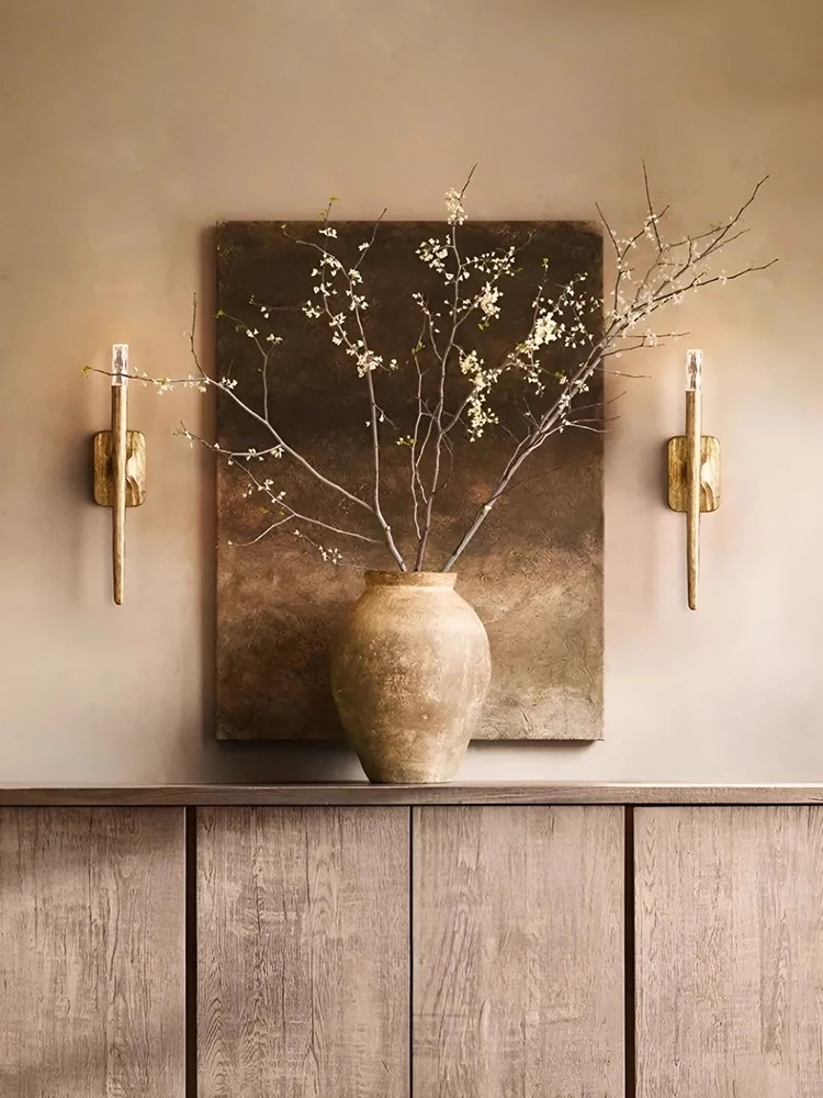 Brass creative wall lamp, living room background wall, stairwell, entrance study, antique bedroom, bedside lamp