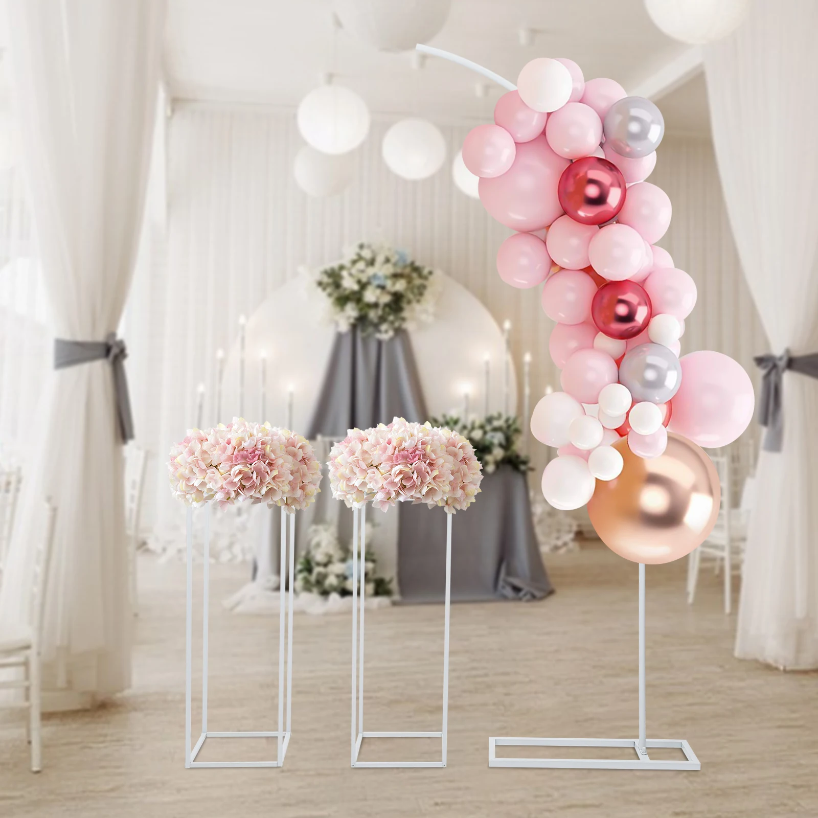 Imagem -02 - Ballon Arch Stand e Flower Stands Backdrop Stand para Festas Wedding Flower Stand