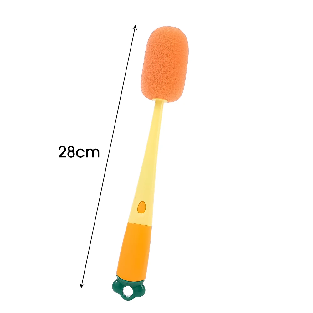 3 IN 1 Carrot Shaped Long Handle Cup Cleaning Brush Detachable Sponge Cup Brush Wineglass Bottle Cleaner Kitchen Cleaning Tool