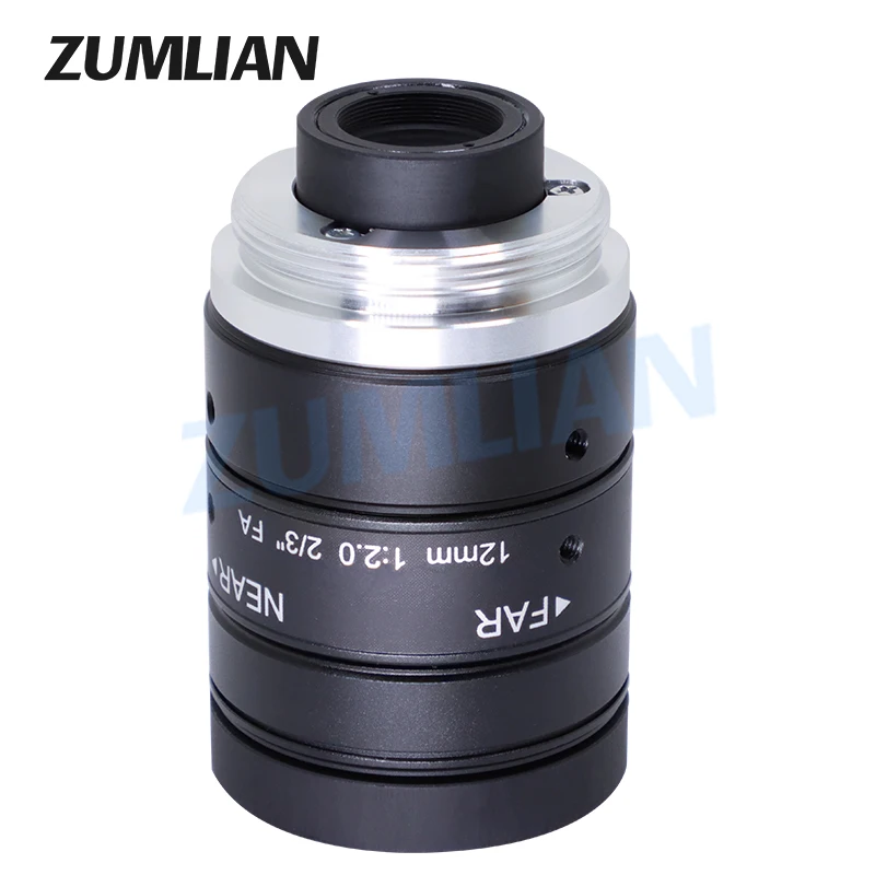 ZUMLIAN 12 مللي متر البعد البؤري الثابت 2/3 ''FA 10MP C-Mount عالية الدقة F2.8 فتحة الكاميرا ماكرو عدسة آلة كشف الأشياء #4