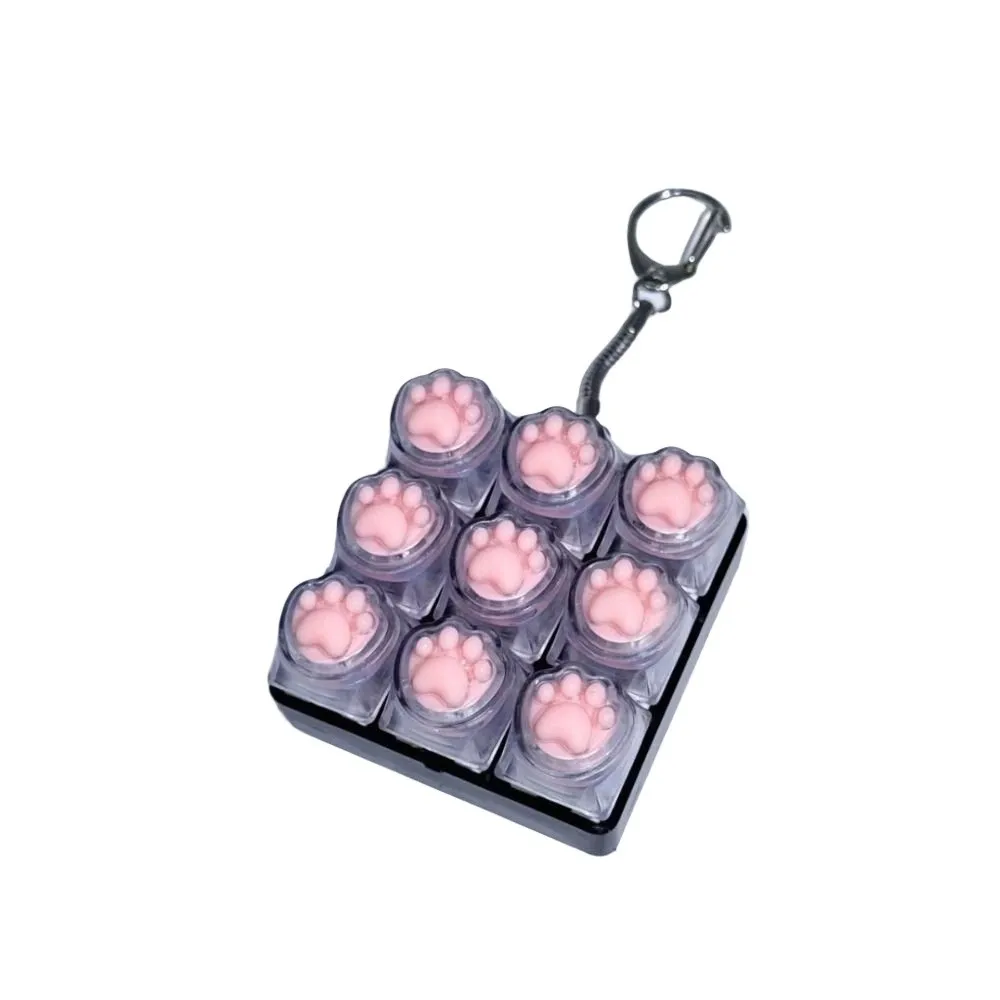 Portable 9Keys Fidget Keychain Keys Button DIY Keyboard Keyboard Clicker Keycap Relief Stress Clicker Adult