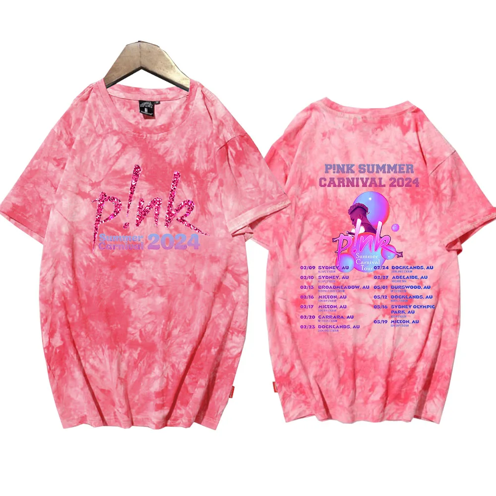 P!nk Pink Singer Summer Carnival 2024 Tour Tie Dye camicie Unisex girocollo manica corta t-shirt