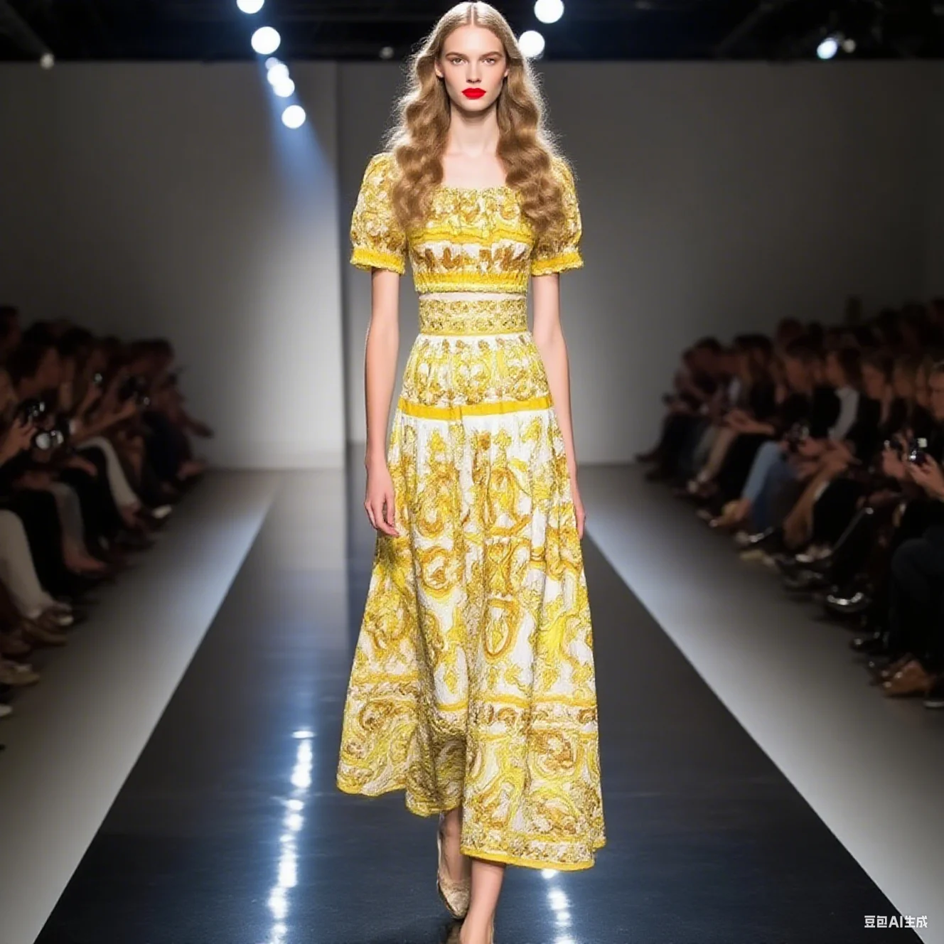 

Fashion Summer Woman's Suit Small Strap Short Top+Skirt Baroque Printed Vacation Slim Cotton Two Pieces