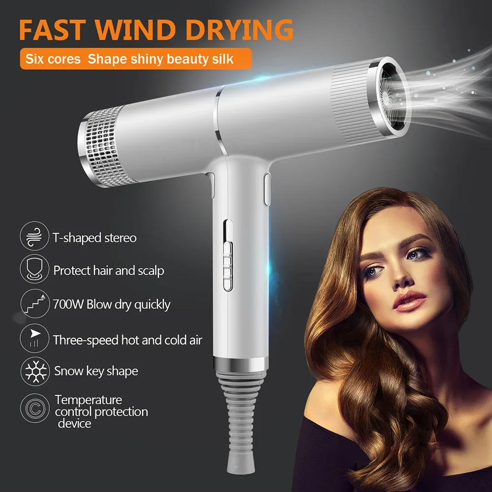 Professional Low Noise Lightweight Hair Dryer with Hot & Cold Wind, Negative Ionic Salon Tool.