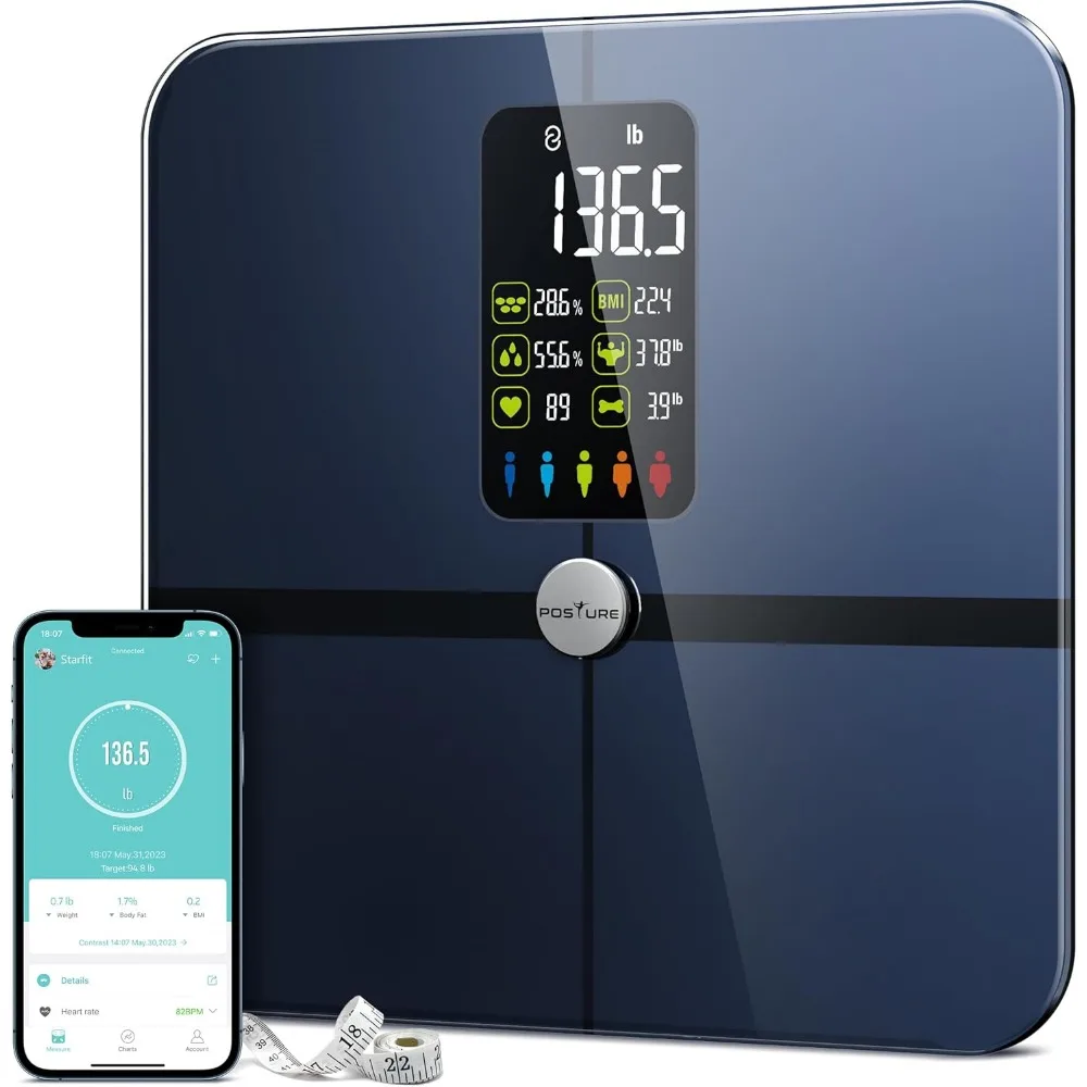 

Digital Bathroom Scale with Body Composition Analysis, Heart Rate Monitor, and Free App for Health Tracking